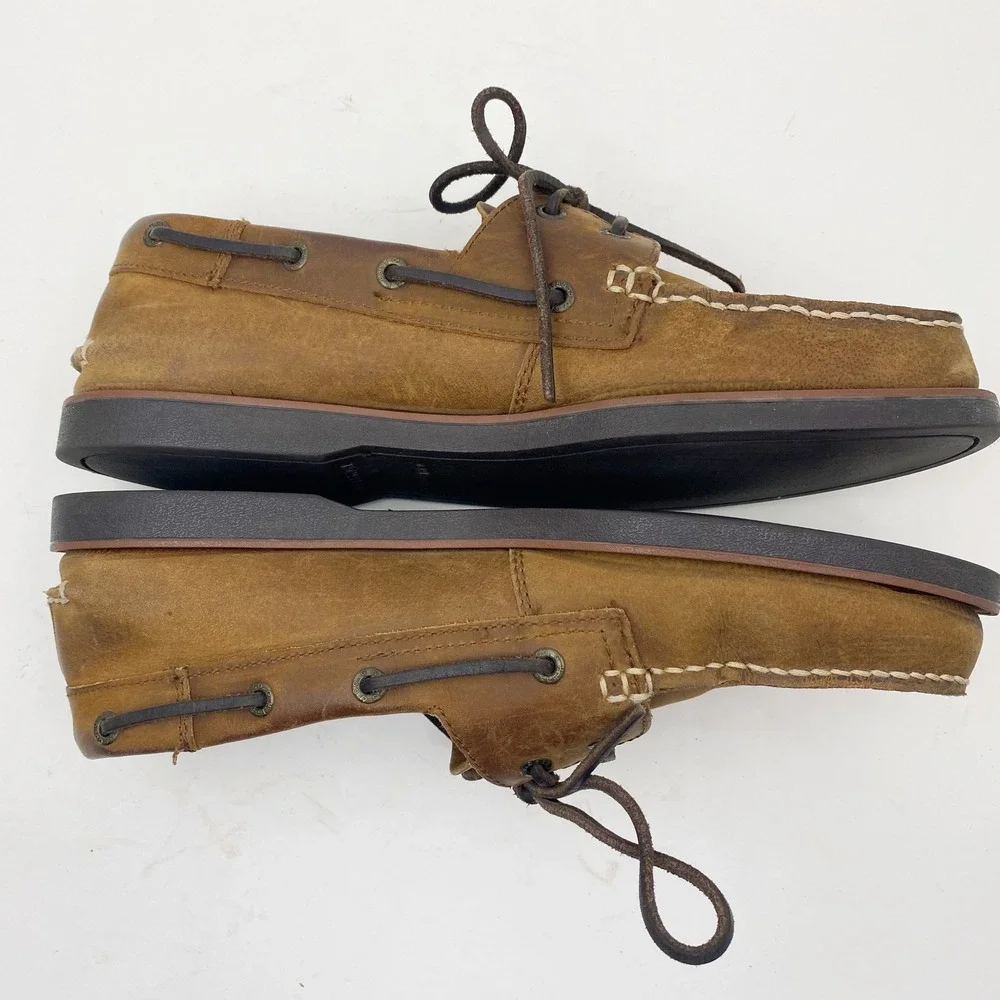 G.H. Bass Hampton Leather Lace Up Boat Shoes Mens 10.5M Brown